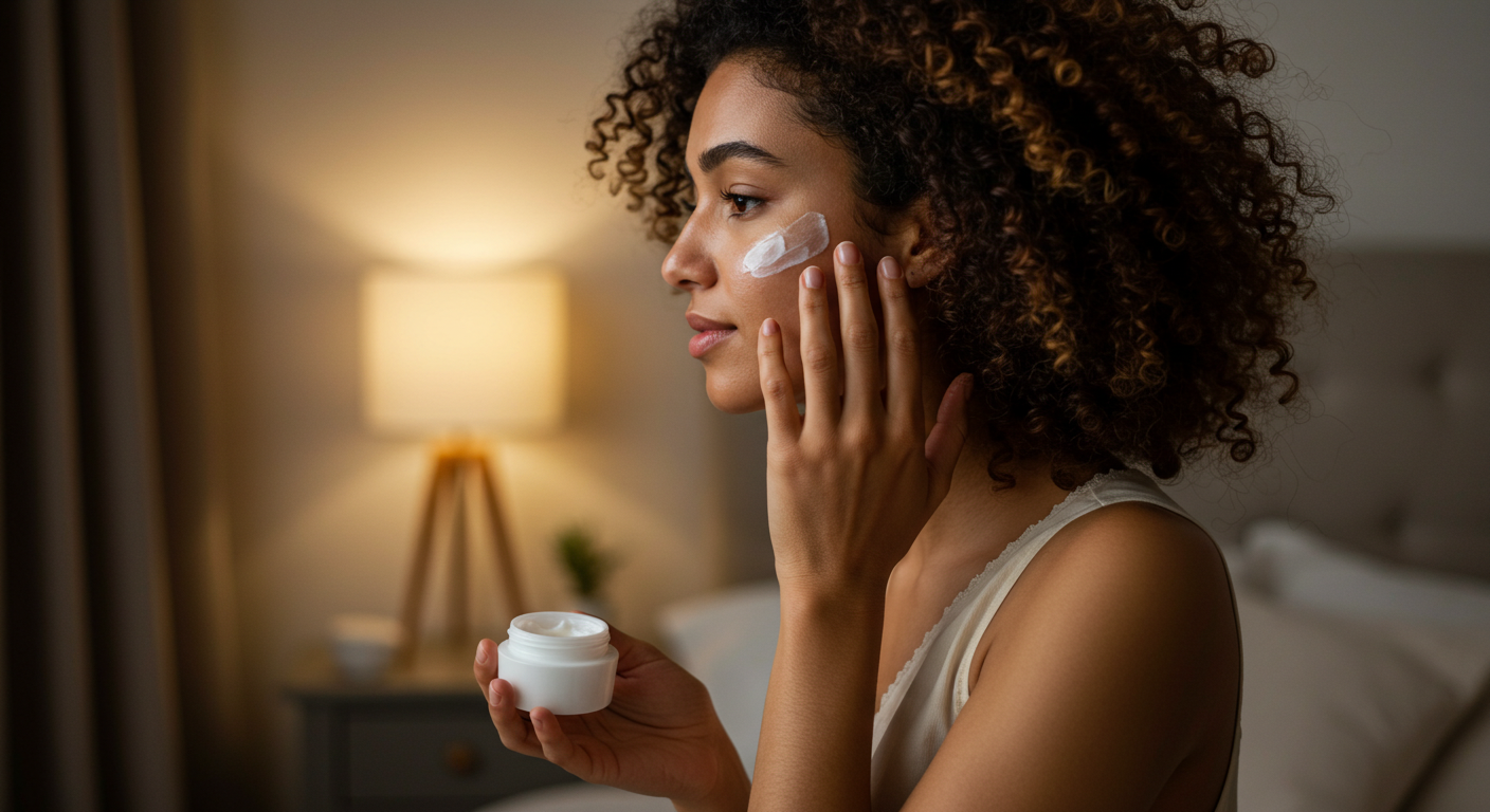 Aplicación de crema de noche: